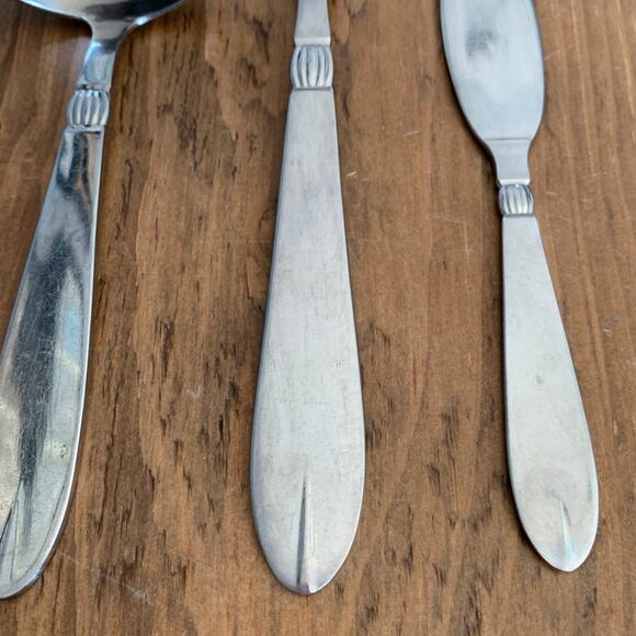 Sival Inger Stainless Flatware Denmark 3 Pc Glossy Ladle Fork Spoon Butter Knife - Picture 11 of 14